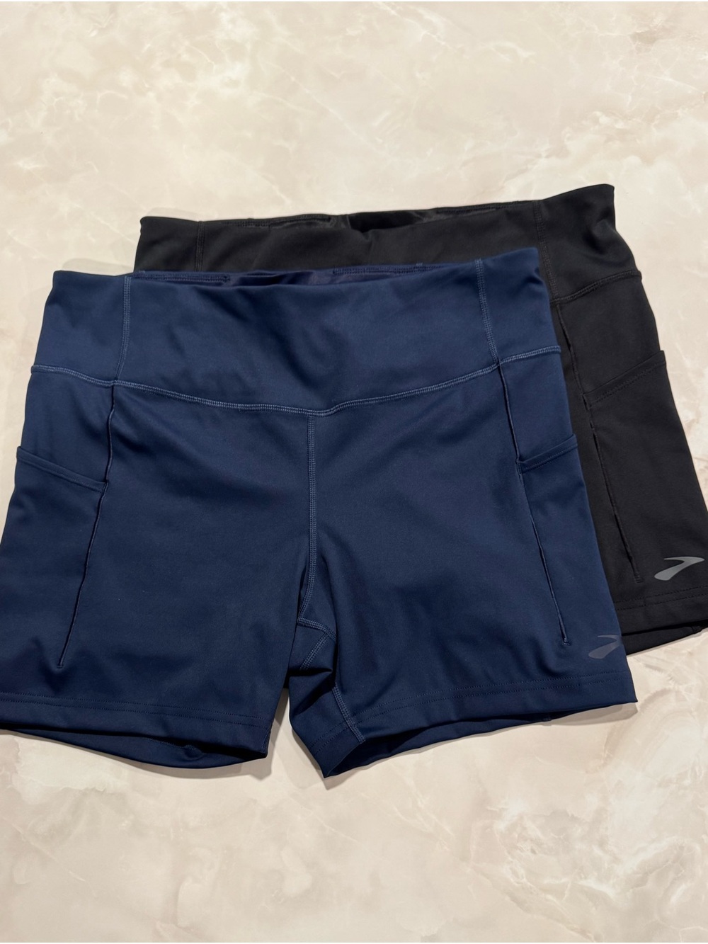 Brooks Women's Athletic Shorts in Navy and Black - Pocketed Running Shorts